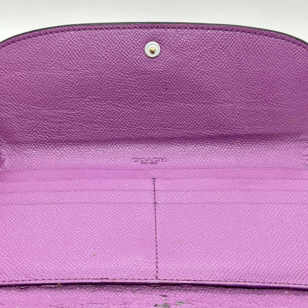 Coach Purple Pebble Leather Long Flap Wallet - Picture 13 of 16